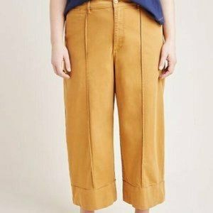 NEW Anthropologie Cropped Wide-Leg Chino Pants Cap